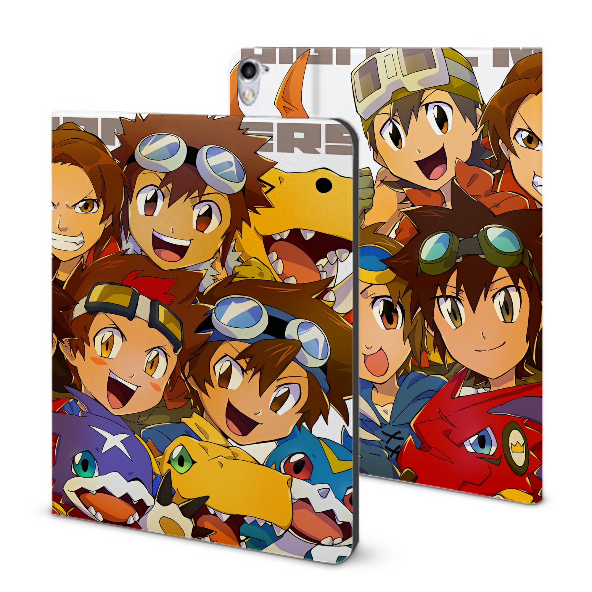 （画像用） Digimon デジタルモンスター/デジモン IPad ケース ブック型 PUレザー TPU 耐衝撃 軽量 薄型 ペン収納なし 全面保護 IPad 各モデル対応